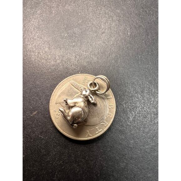 Vintage Sterling Silver MCM Rabbit Charm Bunny Pendant Jewelry Fine Silver - Picture 14 of 16
